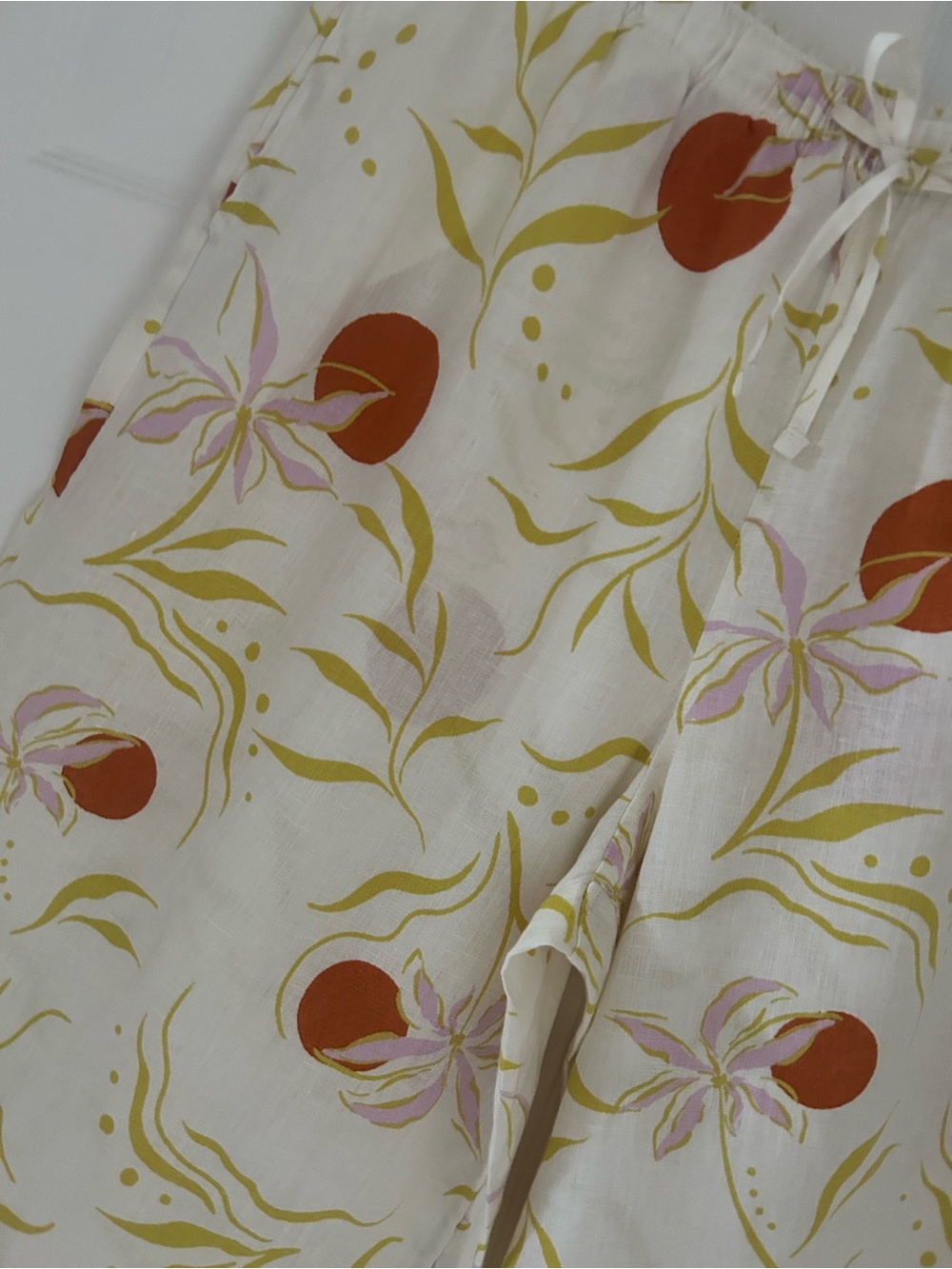 CALYPSO ST. BARTH 100% Linen Wide Leg Floral/Fruit Print Pants Size XL - Picture 4 of 11